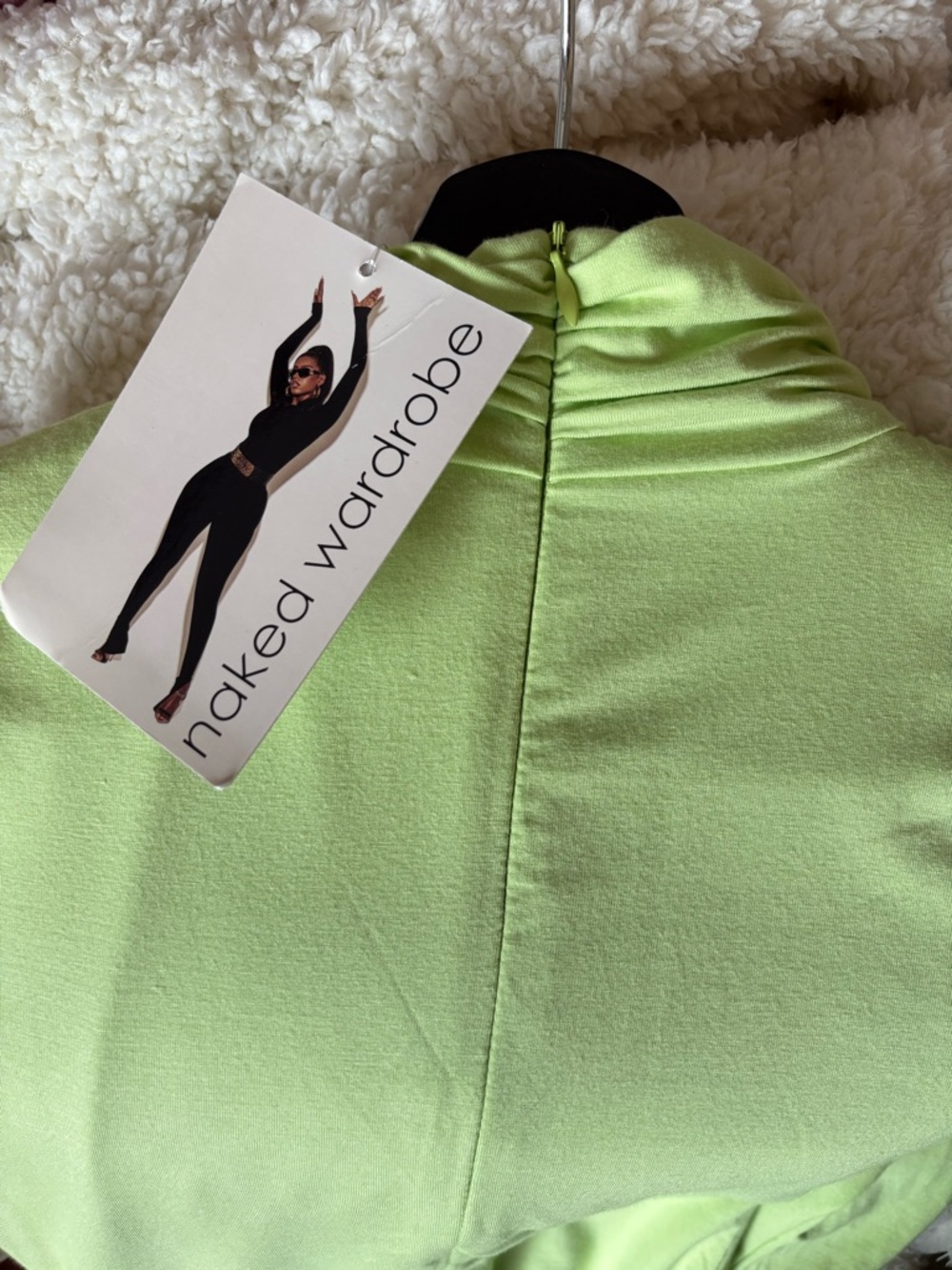 Naked Wardrobe Lime Green Jumpsuit with Long-Sleeves NWT - Picture 4 of 7